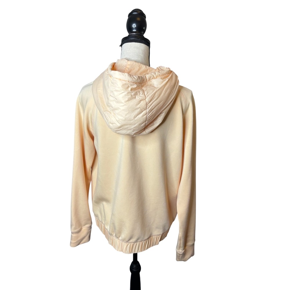 Mono B Womens Peach Mixed Media Windbreaker Hooded Sweatshirt Medium Soft - Picture 4 of 8